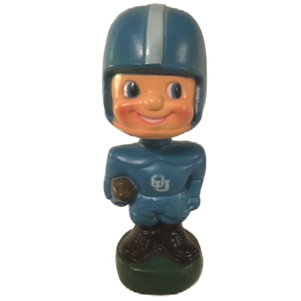 Vintage O.U University of Oklahoma Plastic Football Bobble Head Antique Blue